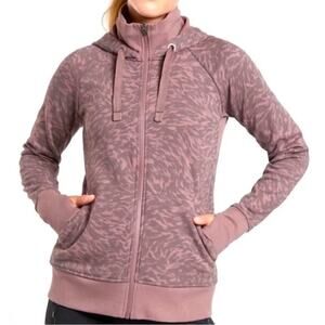 Athleta Triumph Printed Hoodie‎ in Smoked Almond Brown Lynx Purple Print, Small